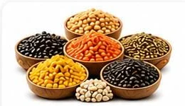 Bowls of pulses and dal